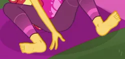 Size: 624x297 | Tagged: safe, derpibooru import, screencap, sunset shimmer, equestria girls, equestria girls series, wake up!, spoiler:choose your own ending (season 2), spoiler:eqg series (season 2), cropped, feet, legs, pictures of legs, wake up!: rainbow dash