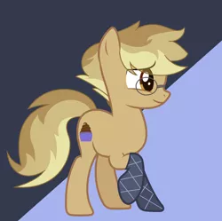 Size: 1980x1976 | Tagged: safe, artist:biitt, artist:nightcorecat123, derpibooru import, oc, oc:clockwork (ice1517), unofficial characters only, earth pony, pony, icey-verse, base used, glasses, male, offspring, oven mitts, parent:derpy hooves, parent:doctor whooves, parents:doctorderpy, raised hoof, solo, stallion