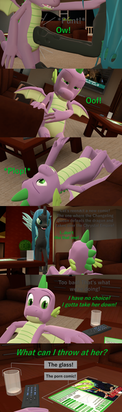 Size: 1920x6480 | Tagged: 3d, artist:papadragon69, changeling, changeling queen, choice, comic, comic book, comic:spike's cyosa, crystal empire, cyoa, derpibooru import, dragon, female, fight, glass, male, older, older spike, punch, queen chrysalis, safe, source filmmaker, spike, teenager, teenage spike, winged spike