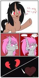 Size: 632x1264 | Tagged: safe, artist:fajnyziomal, derpibooru import, oc, oc:purple light, unofficial characters only, pony, unicorn, comic:świstek, cheek fluff, chest fluff, comic, disappointed, female, heartbreak, male, mare, stallion, stubble