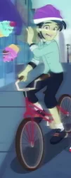 Size: 238x591 | Tagged: safe, derpibooru import, screencap, mile hill, equestria girls, equestria girls series, run to break free, spoiler:eqg series (season 2), background human, bike helmet, clothes, cropped, helmet, legs, male, pants, shoes, socks