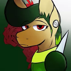 Size: 567x567 | Tagged: artist needed, source needed, safe, derpibooru import, ponified, pony, flower, male, ok k.o.! lets be heroes, raymond (ok k.o.!), red eyes, rose