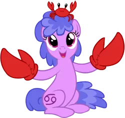 Size: 335x316 | Tagged: :3, artist:patchwerk-kw, cancer (horoscope), crab, cute, derpibooru import, pincers, ponyscopes, safe, weapons-grade cute, zodiac