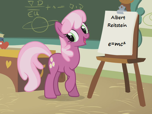 Size: 512x384 | Tagged: apple, call of the cutie, chalkboard, cheeribetes, cheerilee, cropped, cute, derpibooru import, easel, edit, edited screencap, e=mc^2, food, safe, screencap, text