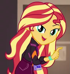 Size: 651x686 | Tagged: safe, derpibooru import, screencap, sunset shimmer, equestria girls, equestria girls series, how to backstage, spoiler:eqg series (season 2), cropped, looking at you, looking back, looking back at you, solo