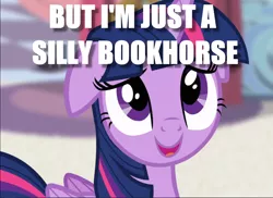 Size: 1292x939 | Tagged: alicorn, bookhorse, bronybait, caption, cropped, cute, derpibooru import, dork, edit, edited screencap, floppy ears, image macro, nickname, princess twilight sparkle (episode), safe, screencap, solo, text, twiabetes, twilight sparkle, twilight sparkle (alicorn)