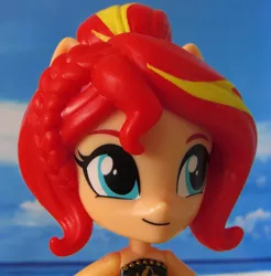 Size: 885x900 | Tagged: safe, artist:whatthehell!?, derpibooru import, sunset shimmer, equestria girls, beach, clothes, doll, equestria girls minis, photo, toy