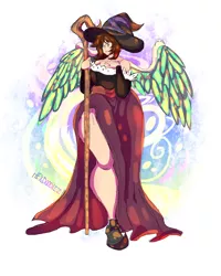 Size: 4000x5000 | Tagged: artist:hexdoodlez, clothes, cosplay, costume, crossdressing, derpibooru import, dragon's crown, human, humanized, oc, oc:frost d. tart, safe, solo, sorceress, thighs, unofficial characters only, wide hips, winged humanization, wings