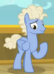 Size: 302x410 | Tagged: safe, derpibooru import, screencap, chain letter (character), well-wisher, pegasus, pony, once upon a zeppelin, background pony, cropped, male, raised hoof, solo, stallion