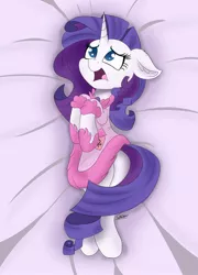 Size: 1280x1778 | Tagged: safe, artist:sadtrooper, derpibooru import, rarity, pony, unicorn, suited for success, adorable distress, bathrobe, bed, clothes, cute, ear fluff, female, floppy ears, i'm so pathetic, laying on bed, mare, marshmelodrama, messy mane, on bed, open mouth, raribetes, rarity being rarity, robe, scene interpretation, solo
