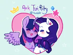 Size: 800x600 | Tagged: safe, artist:twirity, derpibooru import, rarity, twilight sparkle, twilight sparkle (alicorn), alicorn, pony, female, lesbian, rarilight, shipping