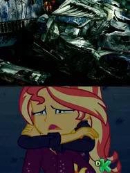 Size: 1920x2560 | Tagged: safe, derpibooru import, sunset shimmer, equestria girls, equestria girls series, sunset's backstage pass!, spoiler:eqg series (season 2), autobot, bayformers, crossover, crying, death, optimus prime, sad, sunsad shimmer, teary eyes, transformers, transformers revenge of the fallen