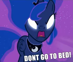 Size: 1287x1080 | Tagged: angry, caption, derpibooru import, don't go to bed, edit, edited screencap, glowing eyes, luna eclipsed, meme, princess luna, reaction image, safe, screencap, yelling