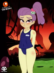 Size: 1280x1733 | Tagged: suggestive, artist:theminus, derpibooru import, lily pad (equestria girls), equestria girls, clothes, older, one-piece swimsuit, patreon, patreon logo, solo, swimsuit