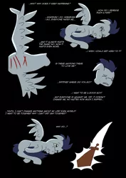 Size: 2480x3508 | Tagged: grimdark, artist:greeneyedmistress, derpibooru import, soarin', pony, comic:prelude to creation, abuse, colt, comic, crying, male, sad, soarinbuse, solo, tears of pain, toy, wooden sword, younger
