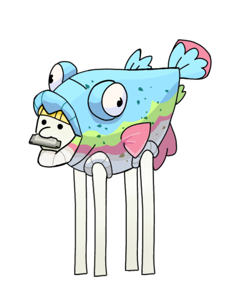 Size: 900x1200 | Tagged: safe, artist:ecolinegd, derpibooru import, rainbow trout (character), earth pony, pony, rainbow roadtrip, animal costume, clothes, costume, fish costume, harmonica, long legs, musical instrument, simple background, solo, transparent background