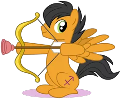 Size: 1304x1064 | Tagged: safe, artist:red-pear, derpibooru import, pony, .svg available, arrow, bow (weapon), bow and arrow, horoscope, ponyscopes, sagittarius, simple background, sitting, smiling, solo, svg, transparent background, vector, weapon, zodiac