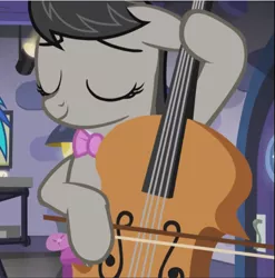 Size: 929x940 | Tagged: safe, derpibooru import, screencap, octavia melody, pony, slice of life (episode), cello, cropped, eyes closed, floppy ears, musical instrument, playing instrument, relaxed, smiling, solo