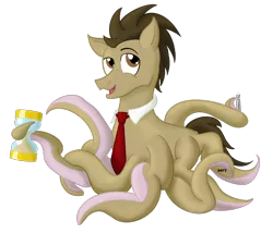 Size: 1784x1524 | Tagged: artist:sixes&sevens, derpibooru import, doctor who, doctor whooves, male, monster pony, necktie, octopony, original species, safe, simple background, solo, sonic screwdriver, species swap, tentacles, time turner, transparent background