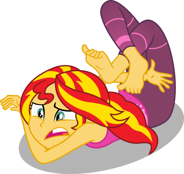 Size: 1694x1600 | Tagged: safe, artist:seahawk270, artist:yogfan, derpibooru import, sunset shimmer, equestria girls, equestria girls series, wake up!, spoiler:choose your own ending (season 2), spoiler:eqg series (season 2), barefoot, clothes, feet, female, horse on a bike, open mouth, pants, simple background, solo, transparent background, vector, wake up!: rainbow dash, yoga, yoga pants, yoga pose