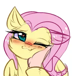 Size: 2696x2836 | Tagged: safe, artist:pesty_skillengton, derpibooru import, fluttershy, oc, human, pegasus, pony, :3, ;3, bandaid, blushing, cheek fluff, cheek squish, commission, cute, daaaaaaaaaaaw, disembodied hand, ear fluff, female, hand, hand on cheek, heart eyes, hnnng, human on pony petting, love, mare, offscreen character, offscreen human, one eye closed, petting, pure, shyabetes, simple background, squishy cheeks, transparent mane, weapons-grade cute, white background, wholesome, wingding eyes, ych example, your character here