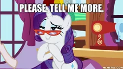 Size: 600x337 | Tagged: safe, derpibooru import, edit, edited screencap, screencap, rarity, pony, unicorn, she's all yak, carousel boutique, female, gendo pose, mare, reaction image, sewing machine, smiling