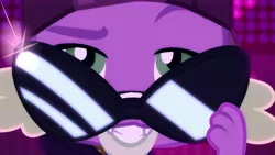 Size: 1280x720 | Tagged: safe, derpibooru import, screencap, spike, spike the regular dog, dog, equestria girls, equestria girls series, i'm on a yacht, spoiler:eqg series (season 2), close-up, glasses, male, paws, rapper spike