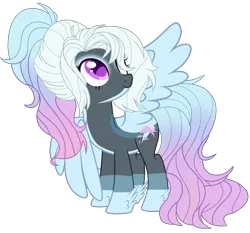 Size: 2921x2724 | Tagged: safe, artist:lazuli, artist:rukemon, derpibooru import, oc, oc:alluring storm, unofficial characters only, pegasus, pony, base used, blaze (coat marking), commission, eyeshadow, female, makeup, mare, multicolored hair, offspring, pale belly, parent:rainbow dash, parent:thunderlane, parents:thunderdash, ponytail, simple background, solo, transparent background