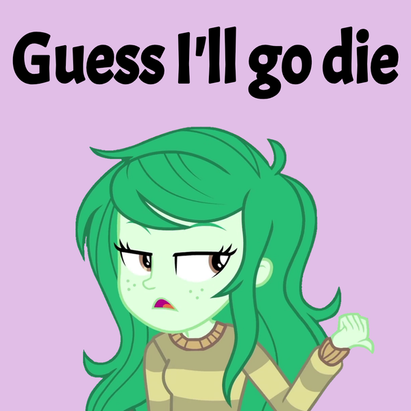 Size: 1080x1080 | Tagged: safe, derpibooru import, wallflower blush, equestria girls, equestria girls series, forgotten friendship, bad meme, depression, guess i'll die, meme, op is on drugs, suicide