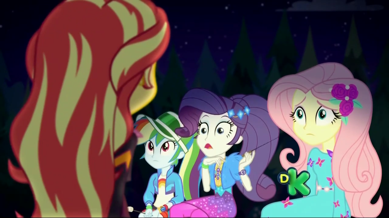 Size: 1280x720 | Tagged: safe, derpibooru import, screencap, fluttershy, rainbow dash, rarity, sunset shimmer, equestria girls, equestria girls series, sunset's backstage pass!, spoiler:eqg series (season 2), discovery kids, sarcasm