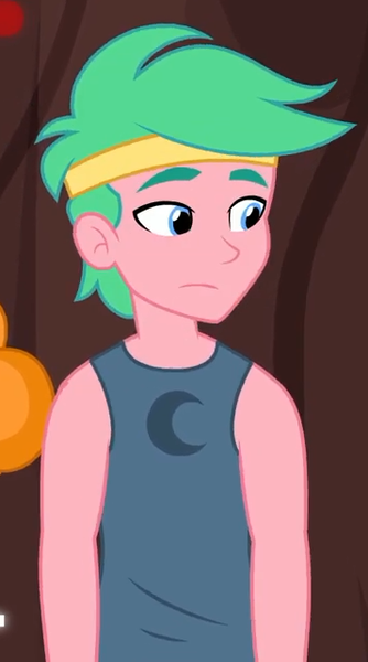 Size: 357x642 | Tagged: safe, derpibooru import, screencap, lemon zack, scribble dee, equestria girls, equestria girls series, five lines you need to stand in, spoiler:eqg series (season 2), background human, bare arms, clothes, cropped, male, offscreen character, solo