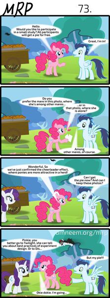 Size: 800x2153 | Tagged: safe, artist:umneem, derpibooru import, pinkie pie, rarity, soarin', earth pony, pegasus, pony, unicorn, comic:my rational pony, comic, female, food, mare, photo, pie, spread wings, tree, wingboner, wings