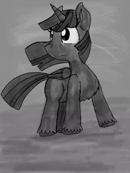 Size: 768x1024 | Tagged: safe, artist:princessmuffinart, derpibooru import, twilight sparkle, twilight sparkle (alicorn), alicorn, pony, grayscale, monochrome, solo, windswept mane