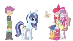 Size: 1280x720 | Tagged: safe, artist:blinkingpink, derpibooru import, apple bloom, scootaloo, sweetie belle, oc, oc:spiral swirl, unicorn, equestria girls, apple bloom's bow, boots, bow, clothes, cute, hair bow, headband, hypno eyes, hypnosis, hypnotized, pendulum swing, pocket watch, shoes, sitting