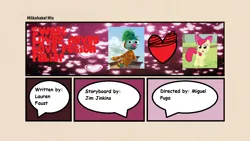 Size: 1000x563 | Tagged: safe, derpibooru import, apple bloom, earth pony, fairy, pony, abby's flying fairy school, exploitable meme, female, filly, gonnibloom, gonnigan, heart, heart background, implied lincoln loud, meme, milkshake! mix, shipping, sweet lovey dovey love potion relief, the loud house, title card
