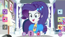 Size: 1920x1080 | Tagged: safe, derpibooru import, screencap, rarity, equestria girls, equestria girls series, festival looks, spoiler:eqg series (season 2), beautiful, computer mouse, cute, female, happy, icon, keyboard, looking at you, raribetes, rarity's bedroom, smiling, solo, webcam