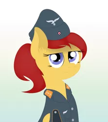 Size: 3840x4320 | Tagged: safe, artist:anonymousdrawfig, derpibooru import, oc, oc:blitzflügel, pegasus, pony, agent, clothes, female, file, hair, hat, luftwaffe, military, nazi, nazipone, photo, ponytail, red, uniform, wehrmacht, world war ii