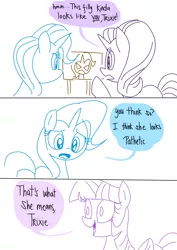 Size: 1000x1414 | Tagged: safe, artist:emositecc, derpibooru import, starlight glimmer, trixie, twilight sparkle, twilight sparkle (alicorn), alicorn, pony, unicorn, burn, comic, dialogue, pokémon, reference, twibitch sparkle