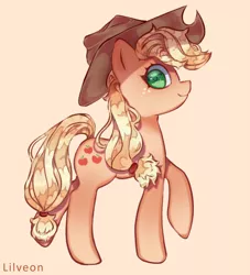 Size: 2582x2843 | Tagged: safe, artist:lilveon, derpibooru import, applejack, earth pony, pony, applejack's hat, cowboy hat, cute, cutie mark, female, hat, high res, jackabetes, looking at you, mare, simple background, smiling, solo