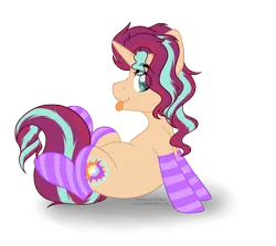 Size: 4584x4091 | Tagged: safe, artist:hellishprogrammer, derpibooru import, oc, oc:dusk fire (ice1517), unofficial characters only, pony, unicorn, icey-verse, clothes, commission, heart eyes, lip piercing, magical lesbian spawn, male, nose piercing, offspring, parent:starlight glimmer, parent:sunset shimmer, parents:shimmerglimmer, piercing, raised leg, simple background, sitting, socks, solo, stallion, striped socks, tongue out, transparent background, wingding eyes, ych result
