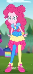 Size: 342x761 | Tagged: safe, derpibooru import, screencap, pinkie pie, accountibilibuddies, equestria girls, equestria girls series, spoiler:choose your own ending (season 2), spoiler:eqg series (season 2), clothes, cropped, cute, diapinkes, female, geode of sugar bombs, magical geodes, pantyhose, shoes, smiling, sneakers, solo