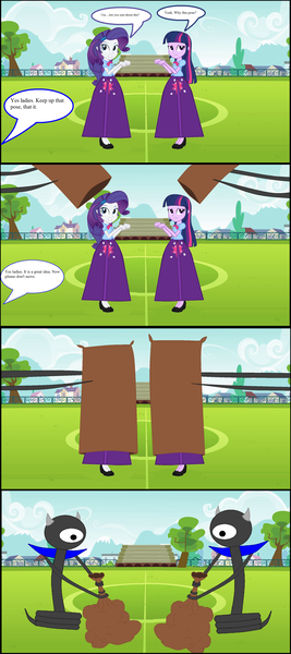 Size: 1920x4307 | Tagged: safe, artist:starman1999, derpibooru import, rarity, twilight sparkle, twilight sparkle (alicorn), alicorn, equestria girls, bagged, clothes, comics, long skirt, skirt