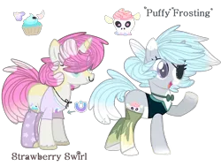 Size: 1032x774 | Tagged: safe, artist:bublebee123, derpibooru import, oc, oc:puffy frosting, oc:strawberry swirls (ice1517), unofficial characters only, pony, unicorn, blaze (coat marking), bowtie, clothes, eyepatch, female, jewelry, mare, markings, necklace, nose piercing, nose ring, pale belly, piercing, raised hoof, shirt, simple background, socks, suit, t-shirt, transparent background, unshorn fetlocks