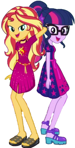 Size: 1049x2048 | Tagged: safe, derpibooru import, edit, editor:larryboyfan1996, sci-twi, sunset shimmer, twilight sparkle, equestria girls, equestria girls series, i'm on a yacht, spoiler:eqg series (season 2), clothes, feet, female, geode of telekinesis, legs, magical geodes, sandals, shoes