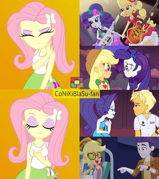 Size: 720x811 | Tagged: safe, artist:conikiblasu-fan, derpibooru import, applejack, dirk thistleweed, fluttershy, ragamuffin (equestria girls), rarity, accountibilibuddies, equestria girls, equestria girls series, spring breakdown, spoiler:choose your own ending (season 2), spoiler:eqg series (season 2), accountibilibuddies: rainbow dash, appledirk, drake, drakeposting, female, homophobia, hotline bling, lesbian, male, meme, rarijack, rarimuffin, shipping, straight