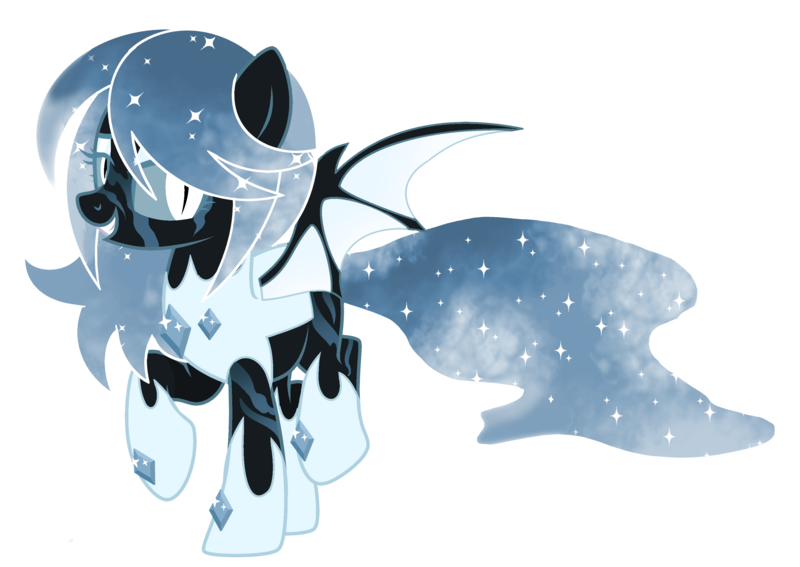 Size: 3046x2158 | Tagged: safe, artist:lazuli, artist:rukemon, derpibooru import, oc, oc:winter's night, unofficial characters only, bat pony, pony, armor, base used, bat pony oc, bat wings, colored sclera, commission, edroom eyes, ethereal mane, eye scar, eyeshadow, female, hoof shoes, makeup, mare, raised hoof, raised leg, scar, simple background, solo, starry mane, transparent background, wings