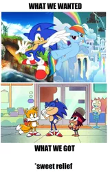 Size: 593x929 | Tagged: crossover, derpibooru import, meme, miles "tails" prower, ok k.o.! lets be heroes, ok ko let's be heroes, rainbow dash, safe, sonic the hedgehog, sonic the hedgehog (series)