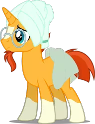 Size: 2686x3516 | Tagged: safe, artist:osipush, derpibooru import, edit, editor:slayerbvc, vector edit, sunburst, pony, unicorn, glasses, head towel, male, simple background, socks (coat marking), solo, stallion, sunburst's glasses, towel, towel around waist, transparent background, vector