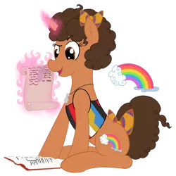 Size: 1200x1200 | Tagged: safe, artist:sixes&sevens, derpibooru import, ponified, pony, unicorn, bill potts, book, bow, doctor who, female, jewelry, magic, necklace, quill, scroll, simple background, solo, transparent background, writing