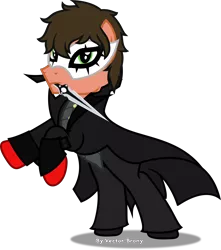 Size: 4522x5116 | Tagged: safe, artist:vector-brony, derpibooru import, ponified, earth pony, pony, absurd resolution, barely pony related, clothes, crossover, gloves, joker (persona), mask, mouth hold, persona, persona 5, rearing, ren amamiya, shoes, simple background, solo, transparent background, video game crossover